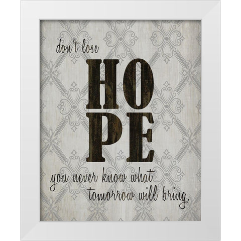 HOPE White Modern Wood Framed Art Print by Kimberly, Allen