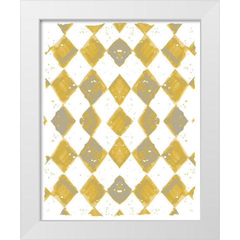Painted Pattern Mustard 1 White Modern Wood Framed Art Print by Kimberly, Allen