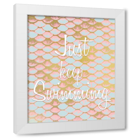 Be a Mermaid 3 White Modern Wood Framed Art Print by Kimberly, Allen