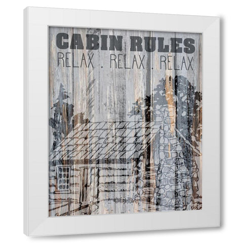Cabin Rules 1 White Modern Wood Framed Art Print by Kimberly, Allen