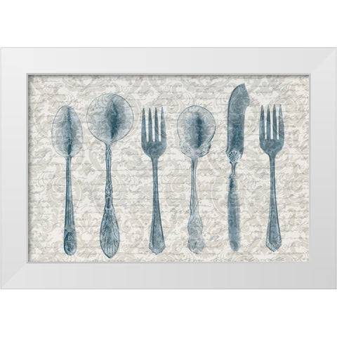 Country Table Setting White Modern Wood Framed Art Print by Kimberly, Allen