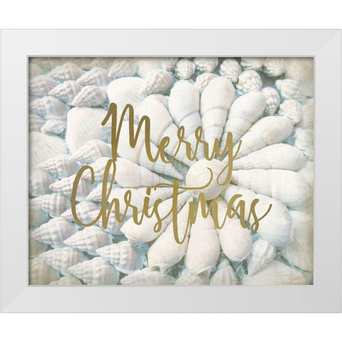 Merry Christmas Shells White Modern Wood Framed Art Print by Kimberly, Allen