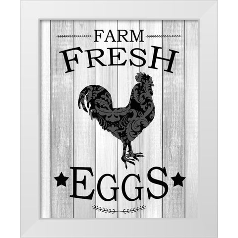 Farm Fresh Eggs White Modern Wood Framed Art Print by Kimberly, Allen