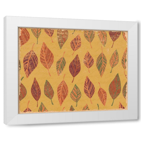 Falling Leaves White Modern Wood Framed Art Print by Kimberly, Allen