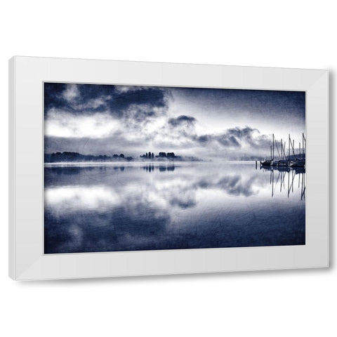 Indigo Sunset White Modern Wood Framed Art Print by Allen, Kimberly