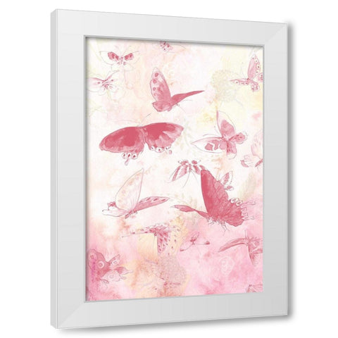 Butterflies Panel 1 White Modern Wood Framed Art Print by Kimberly, Allen