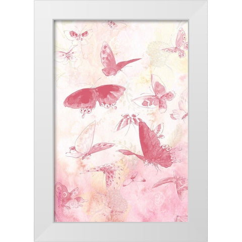 Butterflies Panel 1 White Modern Wood Framed Art Print by Kimberly, Allen