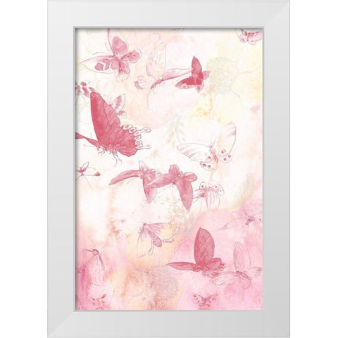 Butterflies Panel 2 White Modern Wood Framed Art Print by Kimberly, Allen