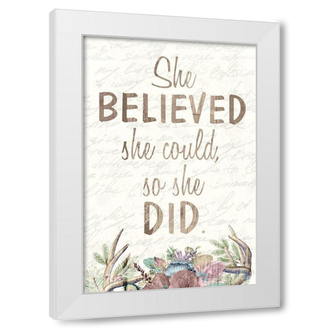 She Believed White Modern Wood Framed Art Print by Kimberly, Allen