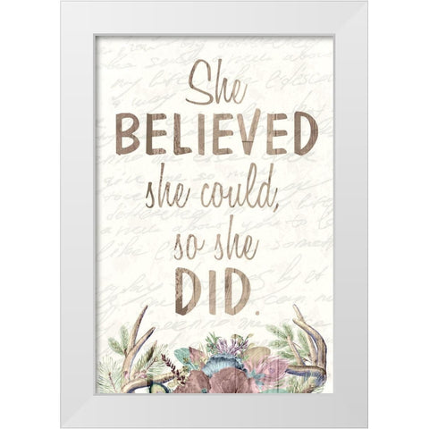 She Believed White Modern Wood Framed Art Print by Kimberly, Allen