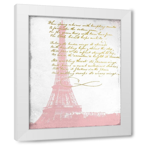 Paris in Pink 1 White Modern Wood Framed Art Print by Kimberly, Allen