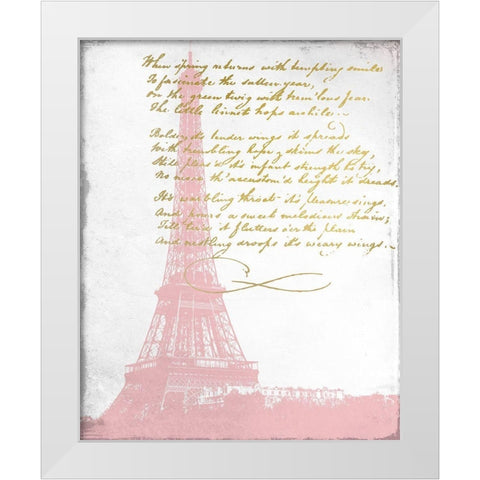 Paris in Pink 1 White Modern Wood Framed Art Print by Kimberly, Allen
