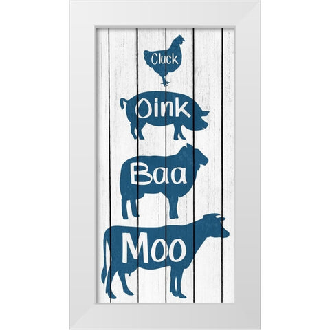 Moo Oink White Modern Wood Framed Art Print by Kimberly, Allen