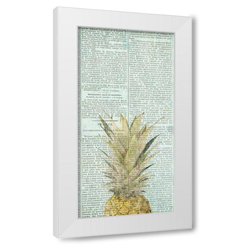 Newspaper Pineapple White Modern Wood Framed Art Print by Kimberly, Allen