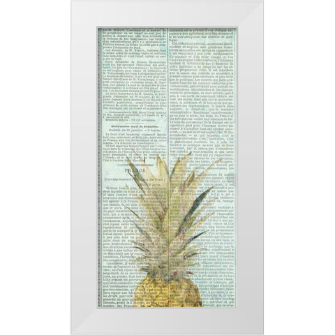 Newspaper Pineapple White Modern Wood Framed Art Print by Kimberly, Allen