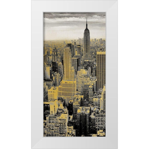 Manhattan B White Modern Wood Framed Art Print by Kimberly, Allen