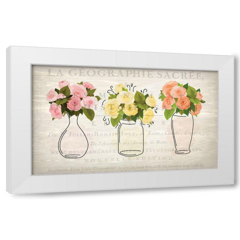 3 Vases White Modern Wood Framed Art Print by Kimberly, Allen