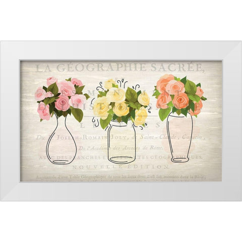 3 Vases White Modern Wood Framed Art Print by Kimberly, Allen