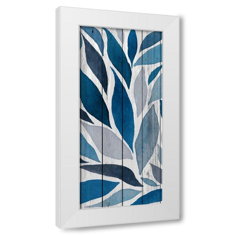 Indigo Leaves 1 White Modern Wood Framed Art Print by Allen, Kimberly