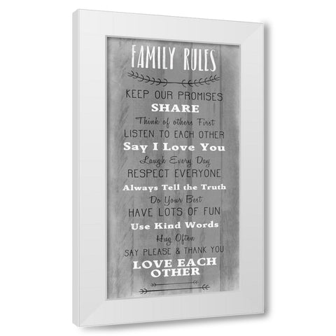 Family Rules v5 White Modern Wood Framed Art Print by Kimberly, Allen