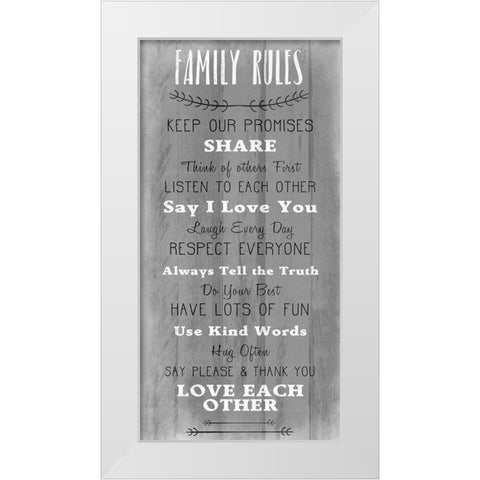 Family Rules v5 White Modern Wood Framed Art Print by Kimberly, Allen