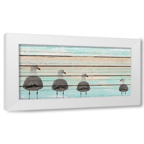 Seagulls White Modern Wood Framed Art Print by Allen, Kimberly