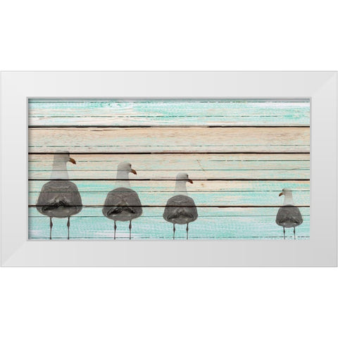 Seagulls White Modern Wood Framed Art Print by Allen, Kimberly