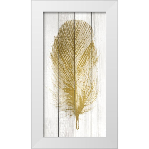 Feather of Gold 1 White Modern Wood Framed Art Print by Kimberly, Allen