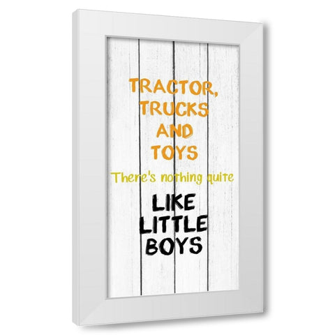 Tractor and Trucks White Modern Wood Framed Art Print by Kimberly, Allen