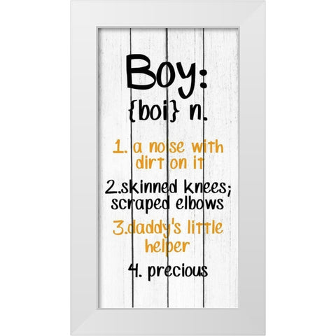 Boy White Modern Wood Framed Art Print by Kimberly, Allen
