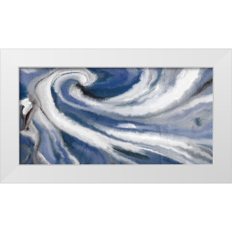 Indigo Swirl White Modern Wood Framed Art Print by Kimberly, Allen