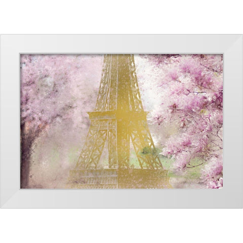 Pink Paris White Modern Wood Framed Art Print by Kimberly, Allen