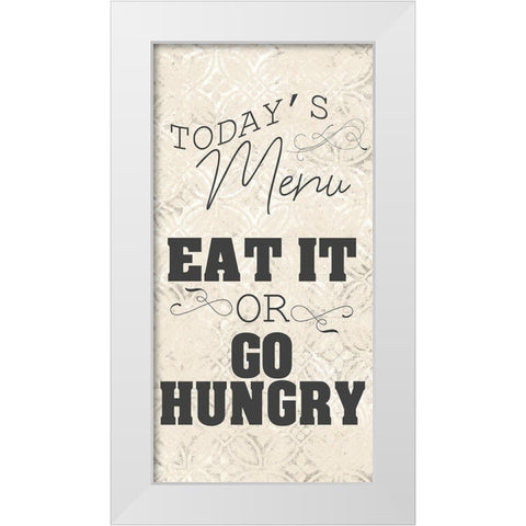 Todays Menu White Modern Wood Framed Art Print by Kimberly, Allen