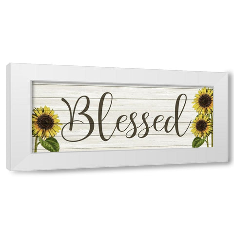 Sunflower Blessed White Modern Wood Framed Art Print by Kimberly, Allen