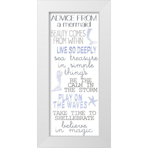 Mermaid Advice  White Modern Wood Framed Art Print by Kimberly, Allen