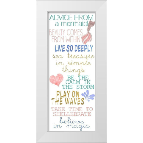 Mermaid Advice v3 White Modern Wood Framed Art Print by Kimberly, Allen