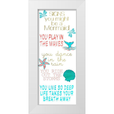 Mermaid Signs v3 White Modern Wood Framed Art Print by Kimberly, Allen