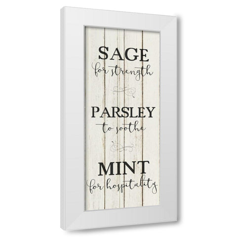 Herbs For 1 White Modern Wood Framed Art Print by Kimberly, Allen