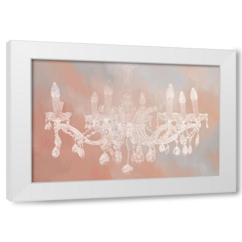 Blush Chandelier White Modern Wood Framed Art Print by Kimberly, Allen