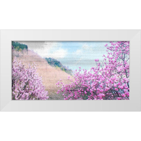 Hillside Blooms White Modern Wood Framed Art Print by Kimberly, Allen