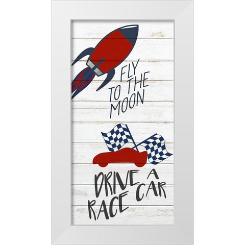 Fly to the Moon White Modern Wood Framed Art Print by Kimberly, Allen