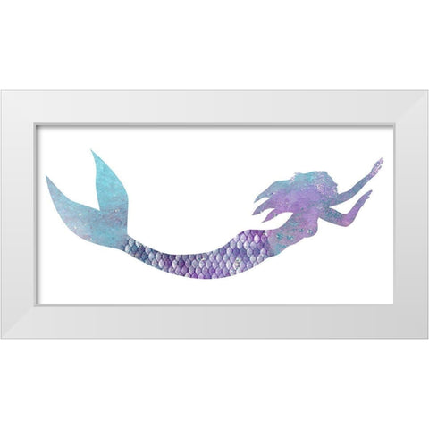Mermaid Swimming White Modern Wood Framed Art Print by Kimberly, Allen