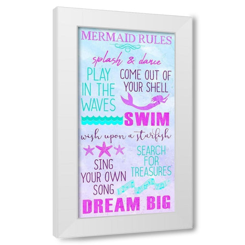 Mermaid Rules Panel White Modern Wood Framed Art Print by Kimberly, Allen