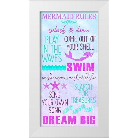 Mermaid Rules Panel White Modern Wood Framed Art Print by Kimberly, Allen