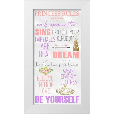 Princess Rules Panel White Modern Wood Framed Art Print by Kimberly, Allen