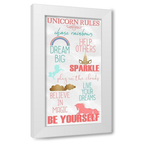 Unicorn Rules Panel White Modern Wood Framed Art Print by Kimberly, Allen