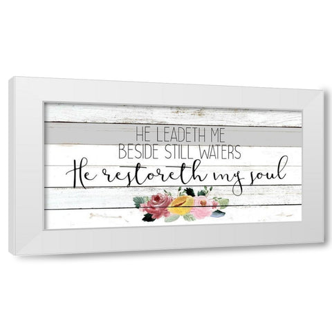 He Leadeth Me White Modern Wood Framed Art Print by Kimberly, Allen