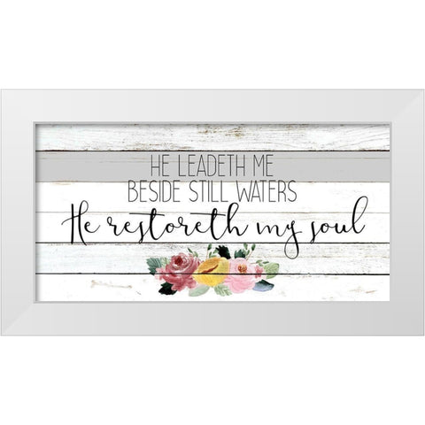 He Leadeth Me White Modern Wood Framed Art Print by Kimberly, Allen