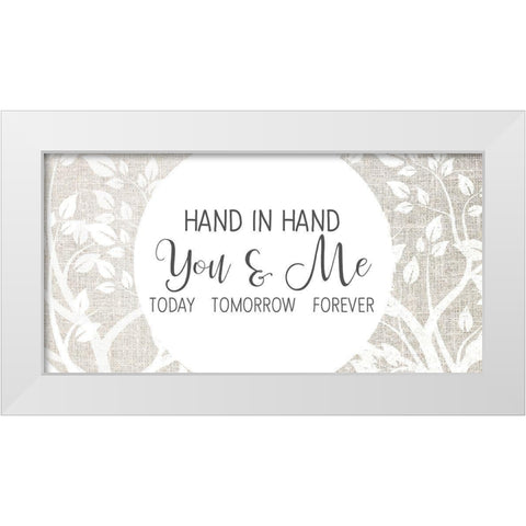 Hand in Hand White Modern Wood Framed Art Print by Kimberly, Allen