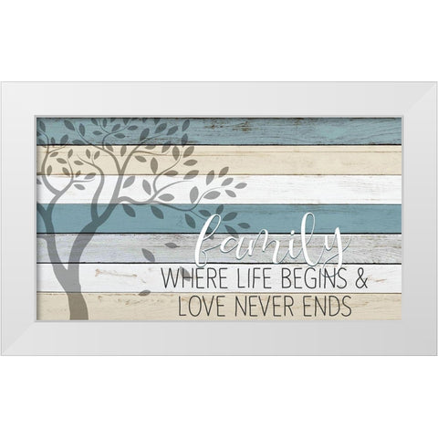 Family Where Life Begins White Modern Wood Framed Art Print by Kimberly, Allen
